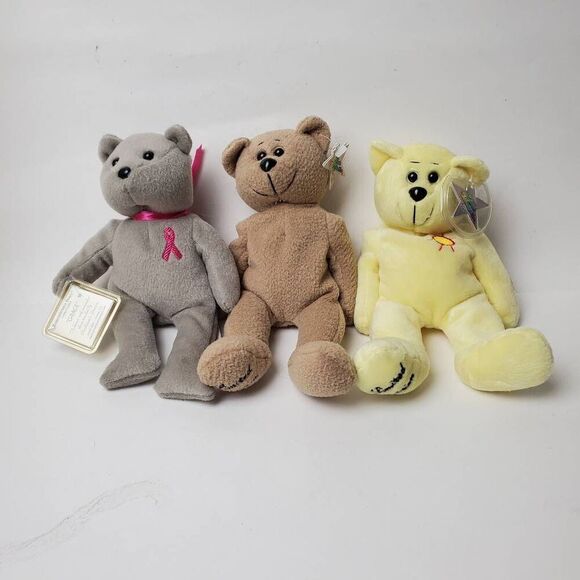 3 - Memory Beanie Baby Bears Stuffed Plushy Toy - Picture 1 of 10